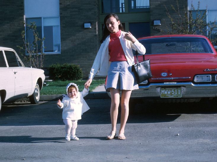 Mother, Daughter and 1967 Chevrolet Biscayne at Somerset Park Apartments